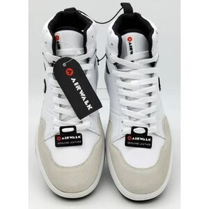 Airwalk Mens High Top Sneakers White Grey Genuine Leather Skate Shoes 8/ #S26272